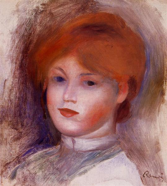 Head of a Young Woman, c.1892 - 1893 - Пьер Огюст Ренуар