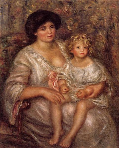 Madame Thurneyssan and Her Daughter, c.1910 - Pierre-Auguste Renoir