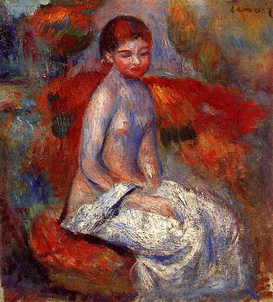 Nude Seated in a Landscape - Auguste Renoir