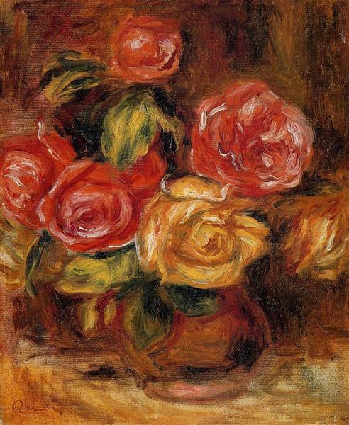 Roses in a Vase, c.1895 - 雷諾瓦