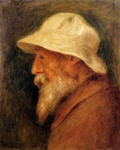 Self-Portrait with a White Hat, 1910 - Пьер Огюст Ренуар