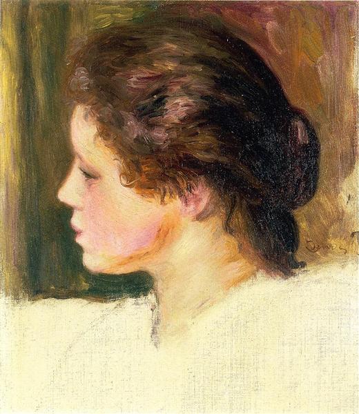 Woman`s Head, 1887 - 雷諾瓦