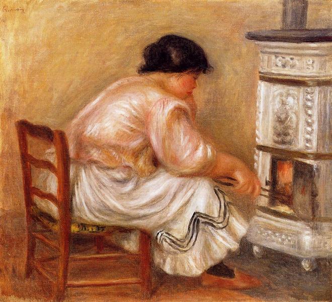 Woman Stoking a Stove, 1912 - 雷諾瓦