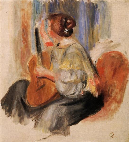 Woman with Guitar - Pierre-Auguste Renoir