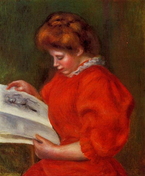 Young Woman Looking at a Print, 1896 - Pierre-Auguste Renoir