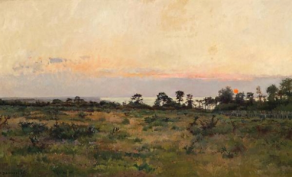 The French coastline at sunset, 1887 - Pierre Emmanuel Damoye