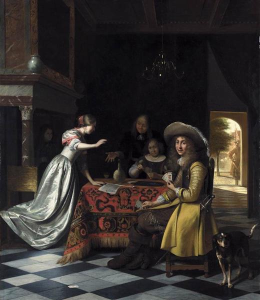Card Players at a Table, c.1672 - Пітер де Хох