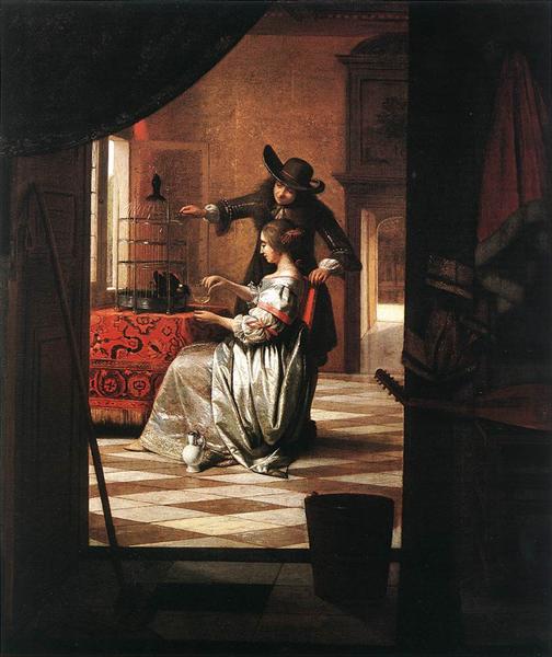 Couple with Parrot, 1668 - Pieter de Hooch