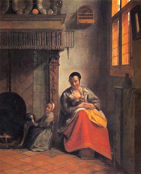 Nursing mother, c.1659 - 彼得·德·霍赫