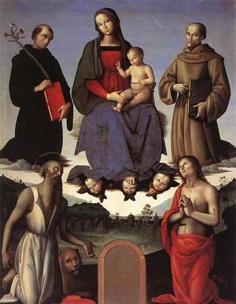 Мадонна с младенцем и четырьмя святыми (Алтарь Тези), 1500 - Пьетро Перуджино