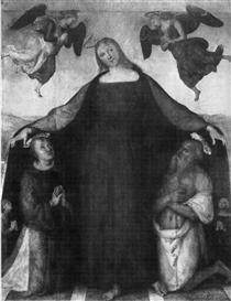 Мадонна Милосердия со святыми Стефаном и Иеронимом - Пьетро Перуджино