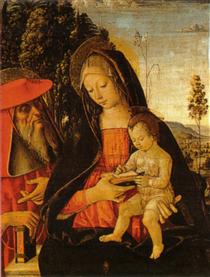 Maria com o Menino Jesus Escrevendo e São Jerônimo - Pinturicchio