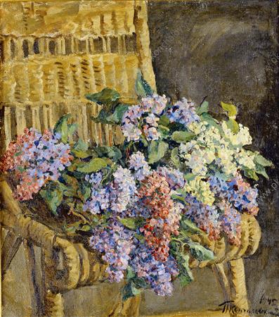 Lilac in the wicker chair, 1945 - Pyotr Konchalovsky