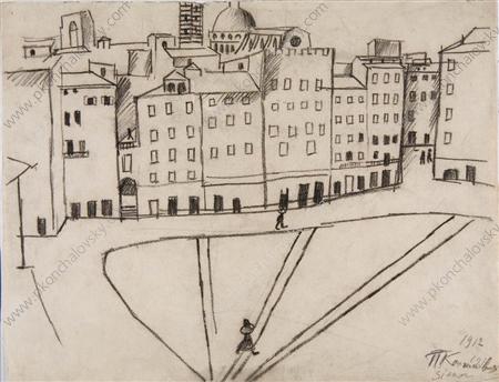 Siena. The square., 1912 - Петро Кончаловський