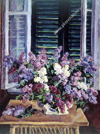Still Life. Lilac against the green shutters., 1947 - Piotr Kontchalovski