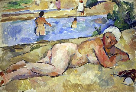 The woman on the bank of the river, 1922 - Петро Кончаловський