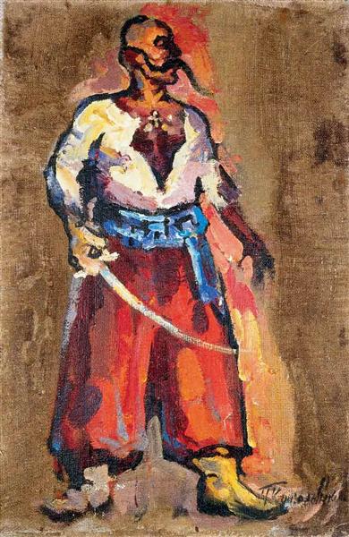 Triptych. Cossack with a saber. - Pjotr Petrowitsch Kontschalowski