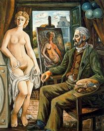 Model and painter with easel - Рафаель Забалета