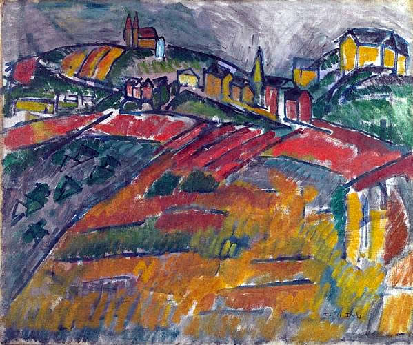 Landscape with red and yellow, c.1908 - Рауль Дюфі