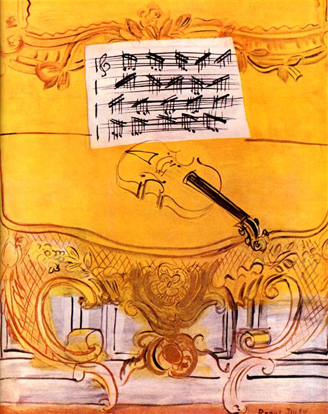 The Yellow Console with a Violin, 1949 - Рауль Дюфи