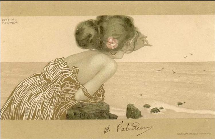 Girls between brown-green borders, 1901 - Raphael Kirchner