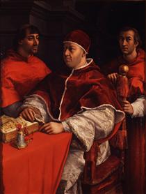 利奧十世和兩位樞機主教朱利奧·德·美第奇及路易吉·德·羅西肖像 - 拉斐爾