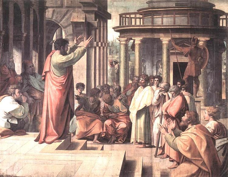 St. Paul Preaching at Athens (cartoon for the Sistine Chapel), 1515 - Рафаель Санті