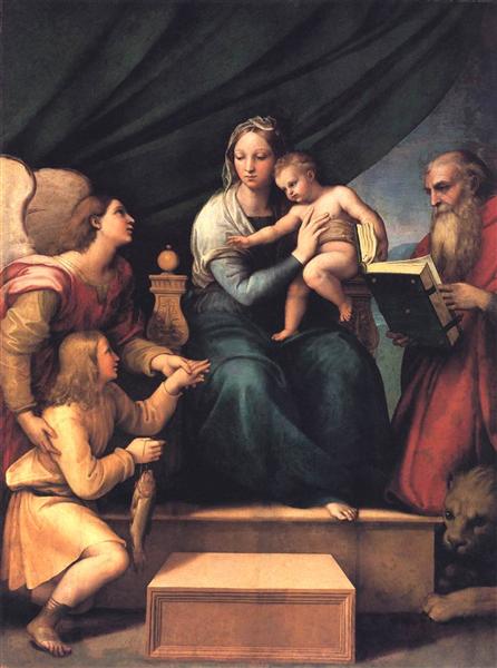 The Madonna of the Fish (The Madonna with the Archangel Gabriel and St. Jerome), c.1513 - Raffael