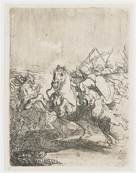 A cavalry fight, 1632 - Рембрандт