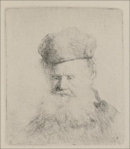 A Man with a Large Beard and a Low Fur Cap, 1631 - Рембрандт