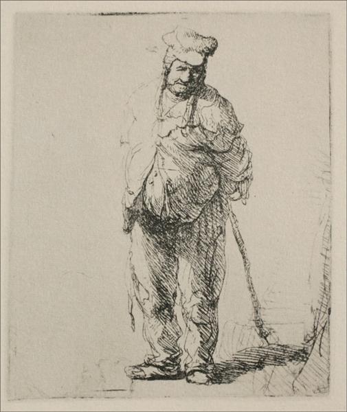 A Ragged Peasant with his Hands Behind Him, 1635 - Рембрандт
