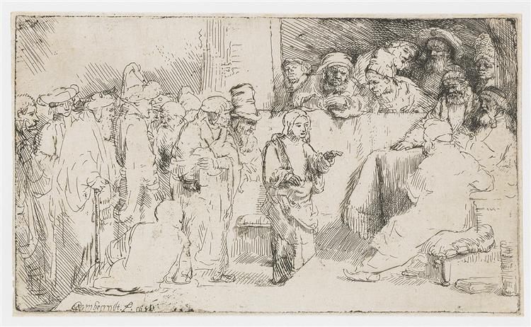 Christ disputing with the doctors, 1652 - Рембрандт