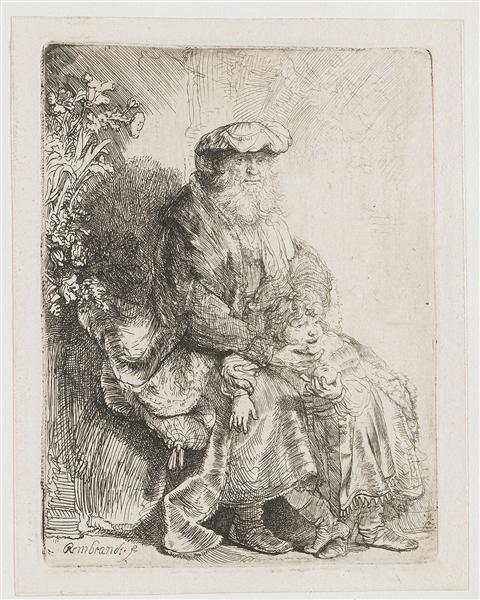Jacob caressing Benjamin, 1637 - Rembrandt