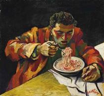 Uomo che mangia gli spaghetti - Renato Guttuso