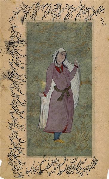 Young woman in a white wrap - Різа-йї-Аббасі