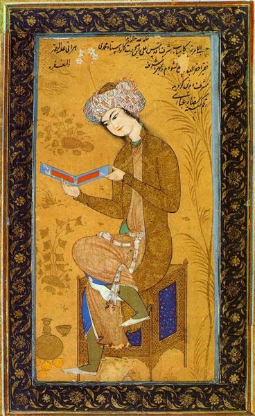 Jovem lendo, 1626 - Reza Abbasi
