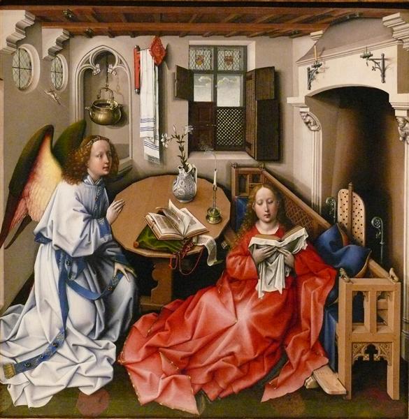 The Mérode Altarpiece - The Annunciation, 1425 - 1428 - 羅伯特‧坎平