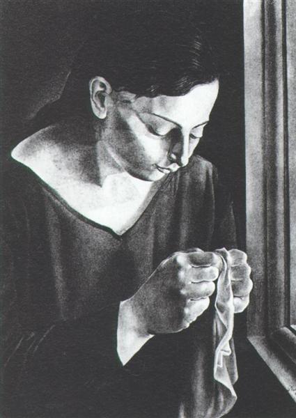 Ana Maria, Sewing, 1926 - Сальвадор Далі