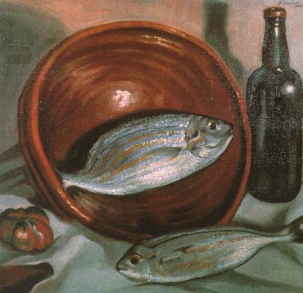 Still Life Fish with Red Bowl, 1923 - 1924 - 達利
