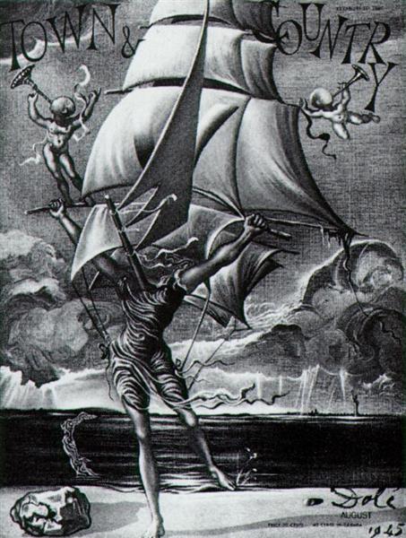 Victory (Woman Metamorphosing Into A Boat With Angels), 1945 - Salvador Dali