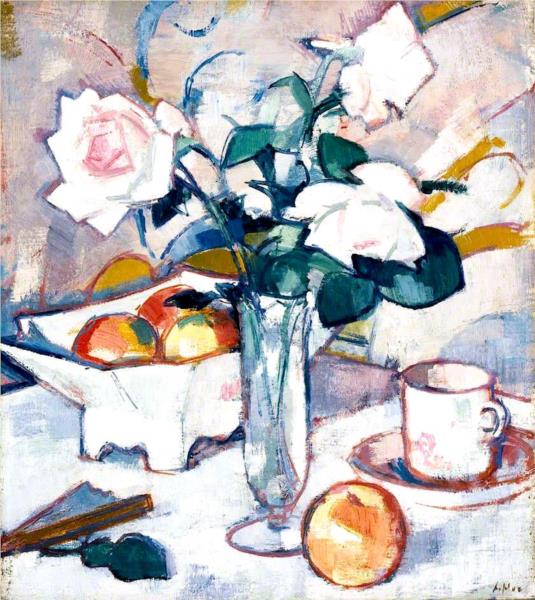 Still Life with Roses and Fan, 1925 - Samuel Peploe