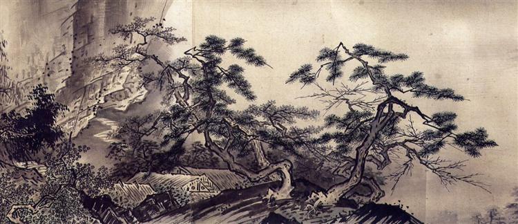 Sansui chokan, detail, 1496 - Sesshū