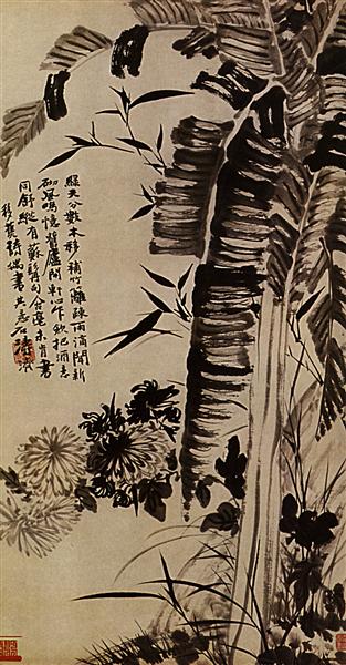 Banana, bamboo, chrysanthemums, orchids, 1656 - 1707 - 石濤