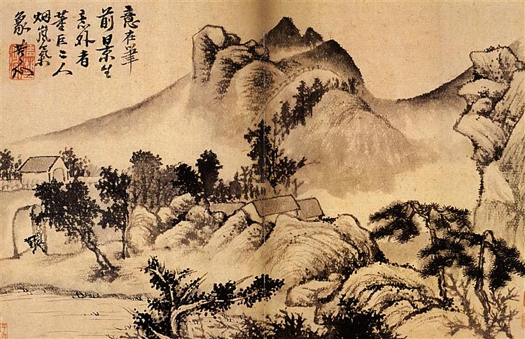 Village at the foot of the mountains, 1699 - Shi Tao