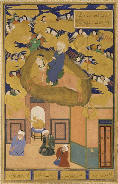The Mi'raj, or, The Night Flight of Muhammad on his Steed Buraq- Folio from a Bustan of Sa'di, 1535 - Султан Мухаммед