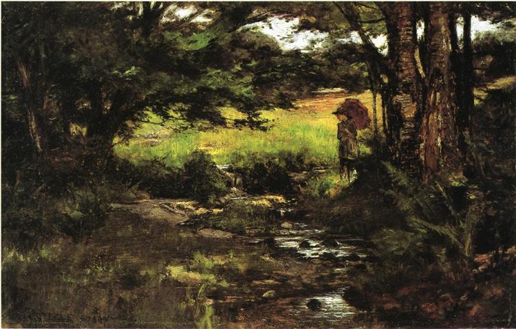 Brook in Woods, 1887 - Теодор Клемент Стил