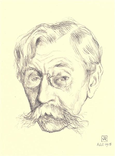 Pencil sketch of the head of Belgian poet Émile Verhaeren, 1915 - Theo van Rysselberghe