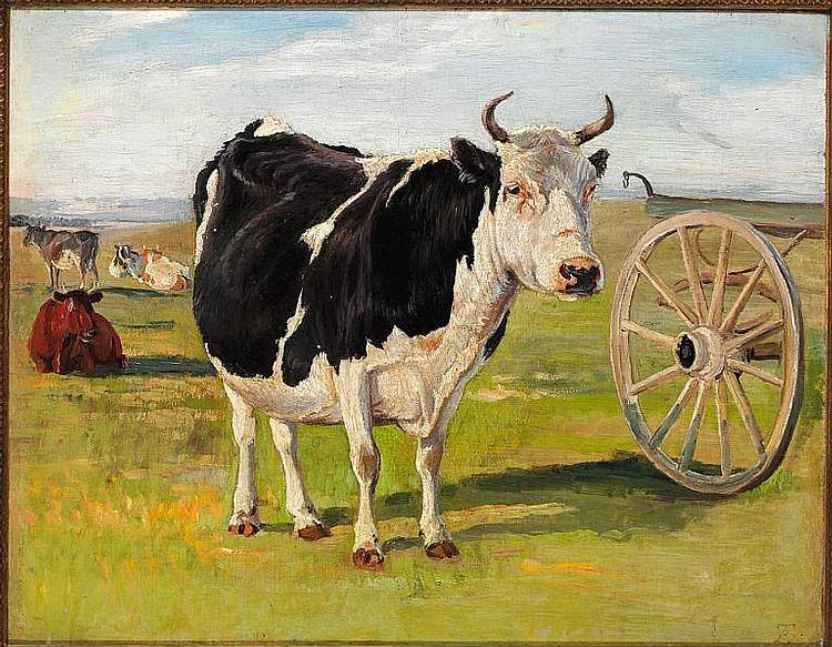 A black-and-white cow - Theodor Philipsen