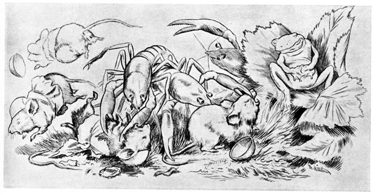 Krigen Mellom Froskene Og Musene 13, 1885 - Theodor Severin Kittelsen