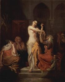 Interior of the harem, womam of Constantine coming out of the bath - Theodore Chasseriau